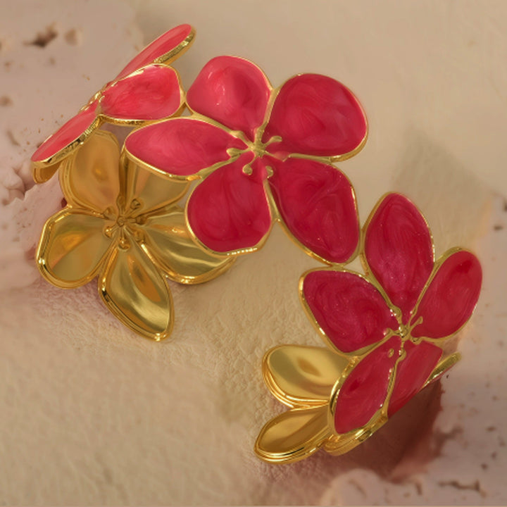 Jonc Camélia, fleurs émaillées rose flachie