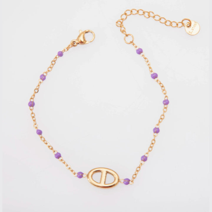 Bracelet Célia, perles émaillées violettes