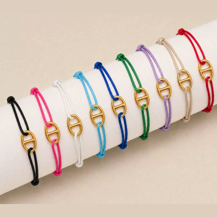 Bracelets Léa portés ensemble, toutes les couleurs de cordon