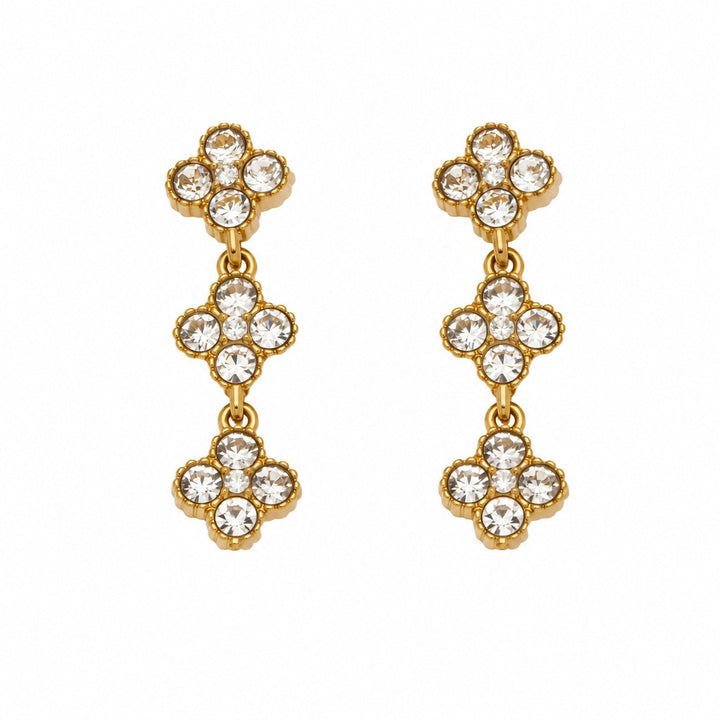 Boucles d'oreilles Mila, trèfles émaillés blancs