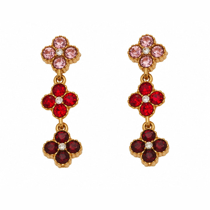 Boucles d'oreilles Mila, trèfles émaillés rouges